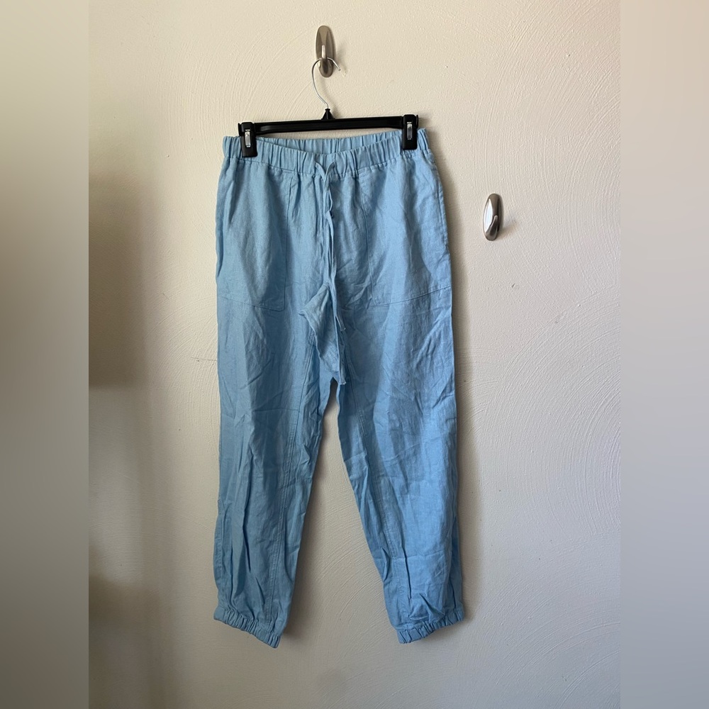 High waist knot blue trousers